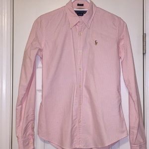 Ralph Lauren Pink & White Slim Fit Oxford
